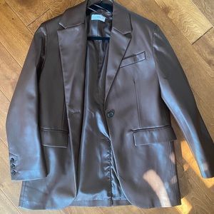 Mango faux leather blazer